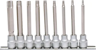 Produktbild von KS Tools 911.1550, Steckschlüssel-Satz, 3/8", 9 Kopf/Köpfe, Chrom-Vanadium-Stahl, DIN 3120, ISO 1174, 650 g