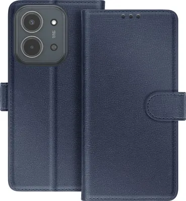 Image de Avizar, étui à rabat Chesterfield pour Redmi 15C avec compartiment pour cartes et fonction support, bleu nuit