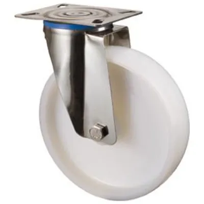 Image de BS Roulettes Roulette pivotante A90 diamètre 125mm capacité de charge 150kg roue en plastique blanc plaque 95x80mm - H100.A90.125