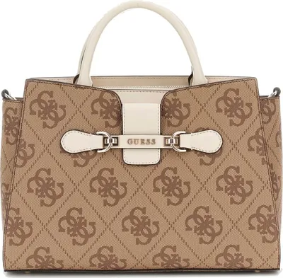 Produktbild von Beige Damenschultertasche mit Fächern und Kontrastdetails.