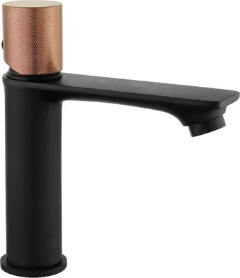 Produktbild von Mexen Royo One Waschtischbatterie, Schwarz/Rosa Gold - 72201-76