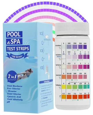 Produktbild von 7-in-1 Pool Teststreifen, Wasser Tester für pH, freies Chlor, Gesamthärte, für Whirlpool & Spa