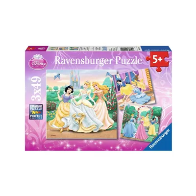 Image de 3 puzzles de 49 pièces Disney Princesses. À partir de 5 ans. Ravensburger