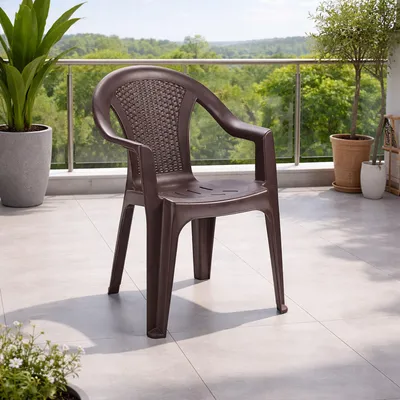 Stapelstuhl Ischia Rattan-Optik Mokka