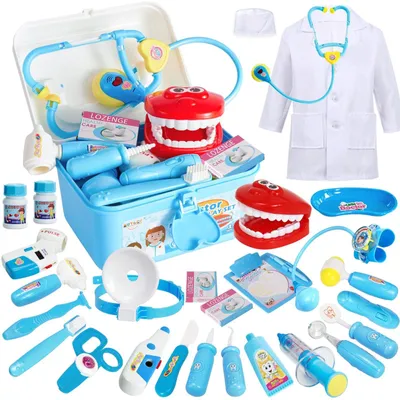Imagen del producto de Maletín de médico para niños a partir de 3 años. Juguete de dentista. Maletín médico azul