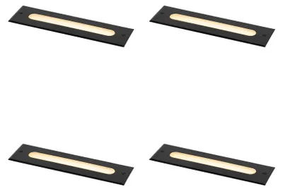 Zdjęcie produktu dla Zestaw 4 nowoczesnych reflektorów gruntowych czarnych 30 cm z LED IP65 - Eline