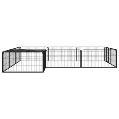Produktbild von vidaXL 12-tlg. Hundelaufstall Schwarz 100x50cm Stahl Pulverbeschichtet