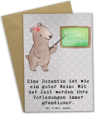Produktbild von Mr. & Mrs. Panda babykarte Dozentin Genuss - Grau Pastell - Geschenk, Grußkarte, osterkarten, Berufsgestaltung, Entwicklung, Berufsleben, Hingabe, weihnachtskarten, Beruf