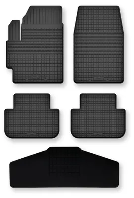 Image de Tapis de sol en caoutchouc + tunnel pour Mitsubishi L200 IV 2006-2015 – 5 pièces, noirs, semi-universel, adapté
