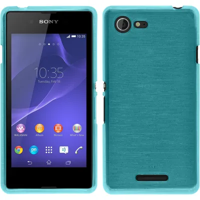 Produktbild von PhoneNatic Case kompatibel mit Sony Xperia E3 - blau Silikon Hülle brushed + 2 Schutzfolien