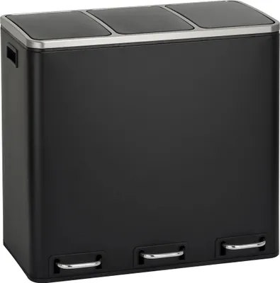 Produktbild von SVITA TM3X18 Treteimer 54 Liter 3x 18L schwarz Abfalleimer Mülleimer Mülltrennung Stahl