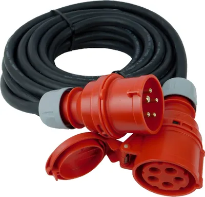 Produktbild von NWP CEE-Verlängerung 10m 400V 16A, Schwarz, IP44 5x2,5 mm² H07RN-F - Gummischlauchleitung, Verlängerungskabel für Baustelle, Industrie, Außenbereich
