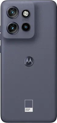 The back of a Motorola smartphone in a gray color.