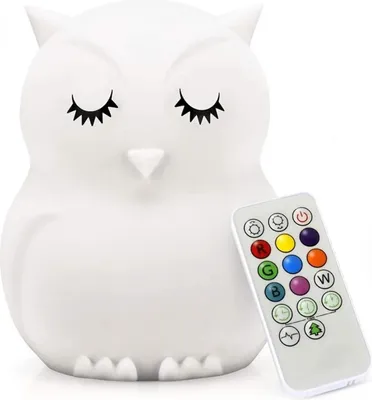 Obrázek produktu pro OKWISH Noční Světlo pro Děti, Roztomilá Sova, Silikonová Stolní Lampa, Dotykové Ovládání a Měnící Barvy pro Dětský Pokoj