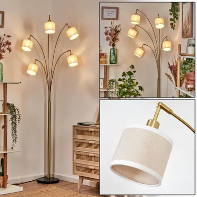 Produktbild von Schiavonea Stehlampe aus Metall/Stoff in Schwarz/Messing gebürstet/Beige/Weiß
