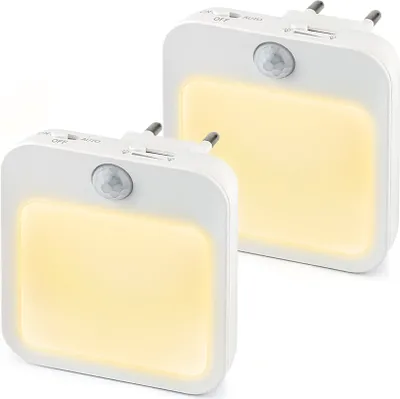 Produktbild von 1er LED Nachtlicht Steckdose Mit Bewegungsmelder Dämmerungssensor Nachtlampe Schrankleuchte Warmweiß