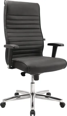 Immagine prodotto di Sedia direzionale in pelle nera nera con braccioli 440 - 550 mm