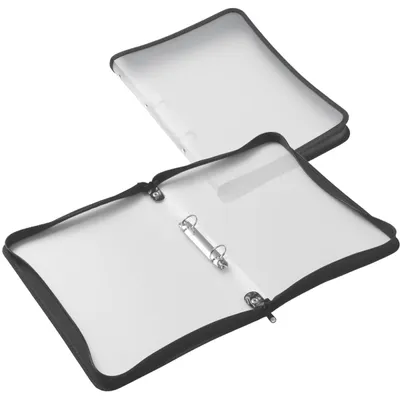 Produktbild von Reißverschluss-Portfolio, A4, PP farblos, 2-Ring-Mechanik, Zip schwarz