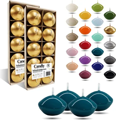 Immagine prodotto di CANDLY HANDMADE© 10x candele galleggianti Premium Ø 45mm | San Valentino, Pasqua, Natale, decorazione della casa, candele, candele per donne (turchese)