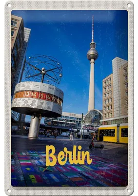 Produktbild von Blechschild Reise 20x30cm Berlin Deutschland Uhr Alexanderplatz