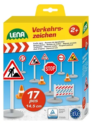 Produktbild von Verkehrsschilder Set Spielzeug Verkehrszeichen Set - 17-teilig - Ca. 16 cm - Mit Aufklebern - Mehrfarbig