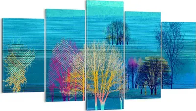 Produktbild von Bild auf Leinwand - Leinwandbild - Bäume Wiese Sommer - 160x85cm - Wand Bild - Wanddeko - Leinwanddruck - Bilder - Kunstdruck - Wanddekoration - Leinwand bilder - Wandkunst - EA160x85-4100