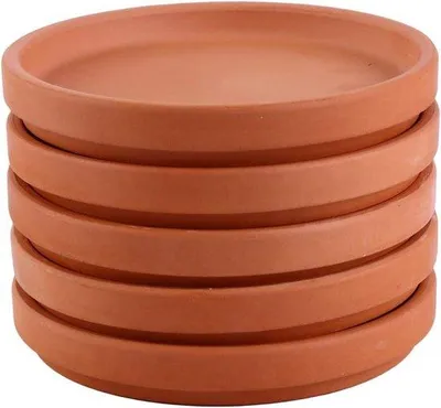Immagine prodotto di Sottovasi in terracotta - vaschetta rotonda - sottovaso - 5 pezzi - vaschetta in terracotta - vaschetta da balcone