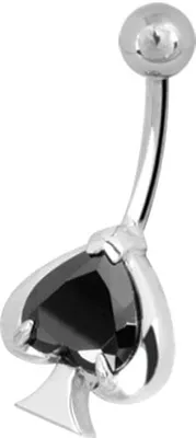 Immagine prodotto di Piercing per ombelico in acciaio - Pietre di zirconia incastonate a forcella - BBZX-01.Black