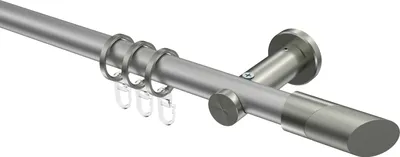 Produktbild von Interdeco Gardinenstange / Vorhangstange Silbergrau / Edelstahl-Optik, Typ Platon Verano (Schräge), 20 mm Ø 1-läufig, 400 cm