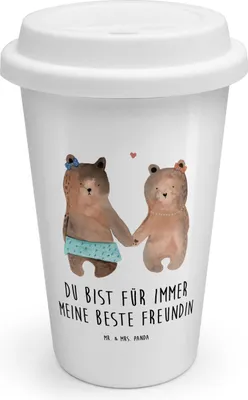 Produktbild von Mr. & Mrs. Panda ToGo Kaffeebecher Bär Freundin - Weiß - Geschenk, To Go, Coffee Becher, Thermobecher, Teddy, Beste Freund Liebe Liebesbeweis Verliebt Kumpel Kumpeliene