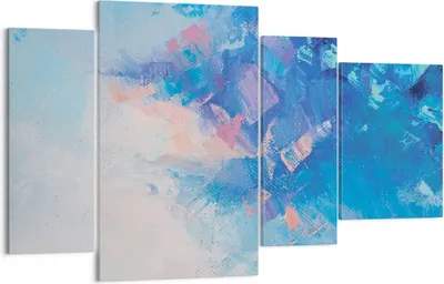 Produktbild von Bild auf Leinwand - Leinwandbild - 4 Teile - Abstraktion blau gemalt - 120x70cm - Wand Bild - Wanddeko - Wandbilder - Leinwanddruck - Bilder - Wanddekoration - Leinwand bilder - DL120x70-4570