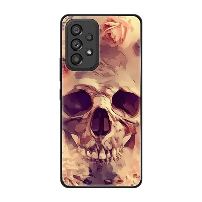 Produktbild von König Design Hülle kompatibel mit Samsung Galaxy A53 5G Kunststoff Soft Handyhülle - Handy Case Blumen Totenkopf