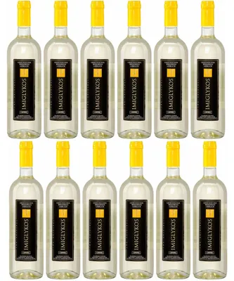 Produktbild von Cavino Imiglykos weiß 12x 0,75l Flasche | Lieblicher Weißwein aus Griechenland | 12% Vol. | + 20ml Jassas Olivenöl