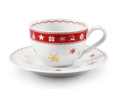 Obrázok produktu pre Vianočný porcelán, šálka a podšálka, 0,20 l, český porcelán, Leander