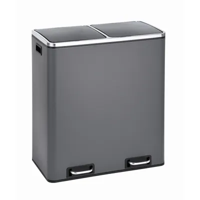 Image de SVITA TM2X30 Poubelle à pédale 60 litres Poubelle design Corbeille à papier Système de tri pour la cuisine Gris