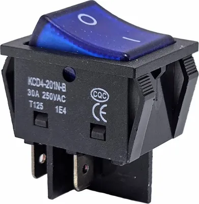 Produktbild von Wippschalter Blau 30A 2504 Pin, Einbaumaß 30x22mm Ein-Aus-Kippschalter beleuchtet