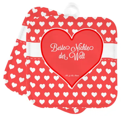 Produktbild von Mr. & Mrs. Panda Topflappen Nichte - Geschenk, Patenkind, topfhalter, Patentante, Kochlappen, Onkel, Tochter der Schwester, Set, Topflappenset, des Bruders, Tante