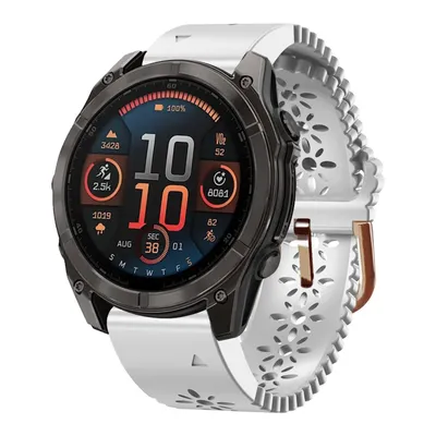 Produktbild von Für Garmin Fenix 8 AMOLED 43mm Spitzen Design Atmungsaktives 20mm Silikonarmband Weiß