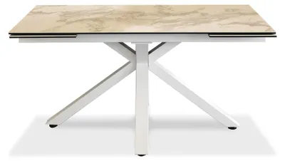 Immagine prodotto di Tavolo Allungabile 160/240x90x76 cm in Metallo con Top Vetroceramica su Vetro Marmo Bianco