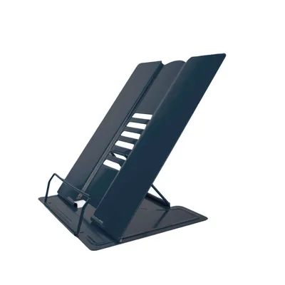 Produktbild von Intirilife Leseständer aus Metall in Schwarz - 21 x 16.5 x 20.3 cm - Höhenverstellbarer Buchständer für Schule Büro Schreibtisch, Lesehilfe