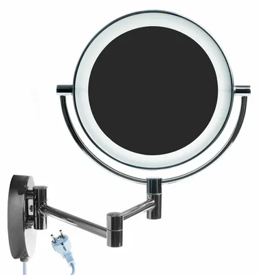 LED Wandspiegel 8,5 Zoll, 10x Vergrößerung, doppelseitig, verchromt