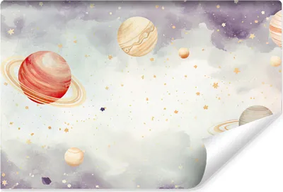 Produktbild von Muralo Selbstklebende Fototapete Für Kinderzimmer PLANETEN Sterne moderne Wandtapete Br. 300cm x Hö. 210cm