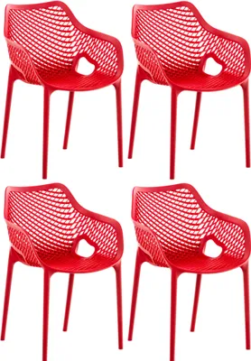 Produktbild von CLP Gartenstuhl Air XL 4er Set, Modern, Gestell Kunststoff, stapelbar, wetterfest rot