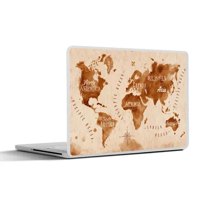 Produktbild von MuchoWow® Laptop Aufkleber Sticker Cover Weltkarte - Farbe - Braun - Vintage 36.5x27.5 cm - Laptop-Sticker
