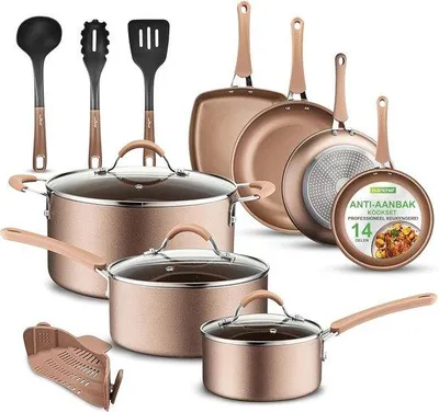 Produktbild von 14-teilige Antihaft-Pfanne-Set, Induktion und Gas, Edelstahl, schwarz