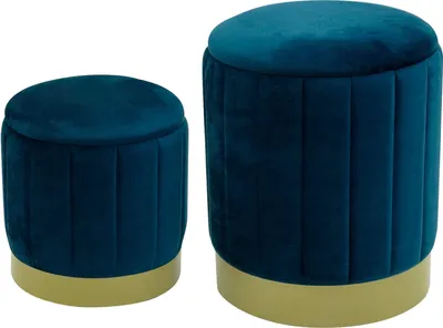 Produktbild von Rebecca Mobili Sitzpouf mit Staufach und Deckel aus Holzfaser und blauem Samt