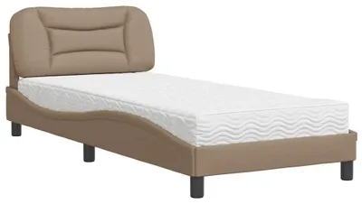 Immagine prodotto di vidaXL Letto con materasso "Hvar" marrone cappuccino 90x200 cm ecopelle