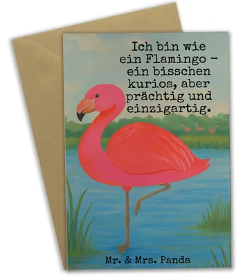 Produktbild von Mr. & Mrs. Panda babykarte Flamingo Classic Design - Weiß - Geschenk, Freundin, hochzeitskarten, osterkarten, weihnachtskarten, osterkarte, glückwunschkarten, Prächtig