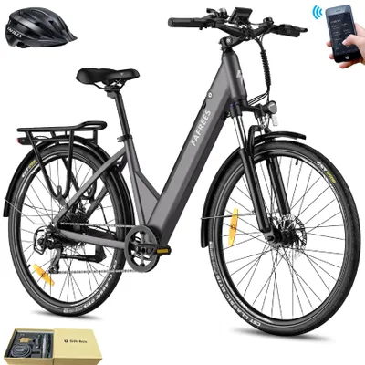 Obrázek produktu pro Elektrokolo 27,5" z nerezové hliníkové slitiny 36 V 14,5 Ah 522 Wh až 90 - 110 km, vodotěsné IP54, městské elektrokolo se 7 převody a aplikací, šedé
