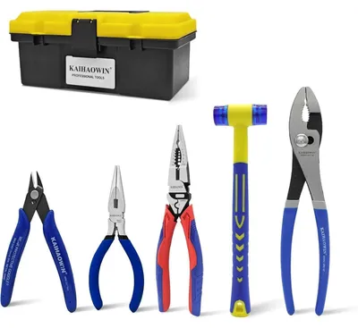 Productafbeelding van Zangenset, 5-delig: koffer, spitstang, scharniertang, 25 cm, gereedschapset